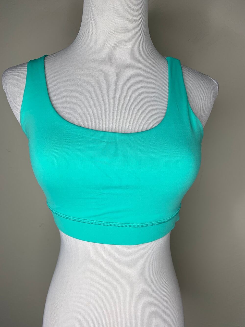 Lululemon Energy Bra in Eucalyptus Green w/Pale Green and Grey Straps, sz 6